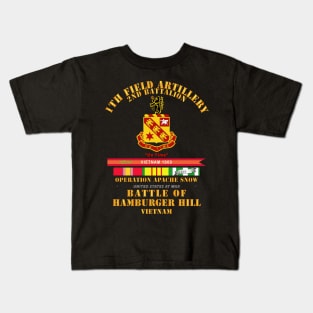 Hamburger Hill -2nd Bn 11th Artillery w Svc Ribbons Streamer Kids T-Shirt